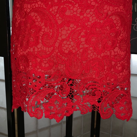 JeyKay Red Lace Bodycon Dress - Picture 2 of 7